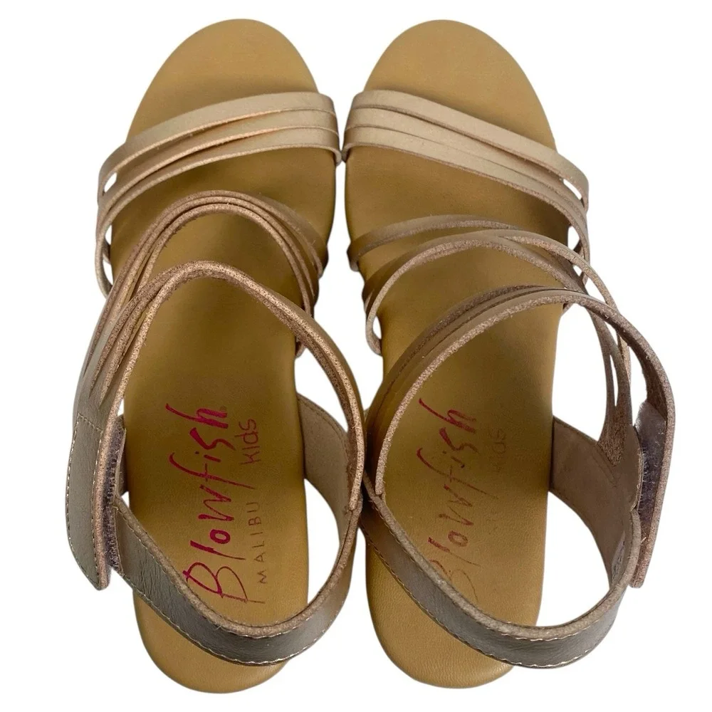 Blowfish Malibu Kids Sandals Copper Leather Size‎ 5 Cork Wedge  Hook/Loop  SU
